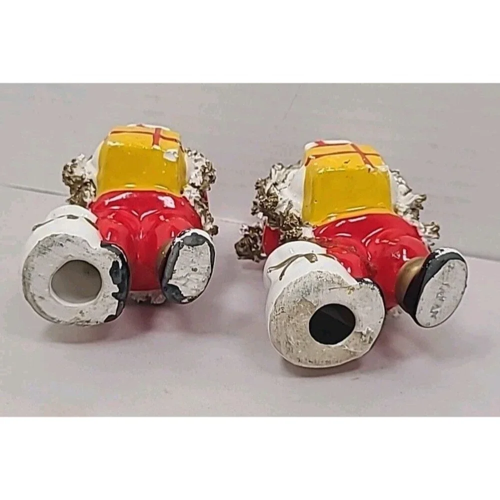 2 Vintage Ceramic Spaghetti Santa Claus 4.5